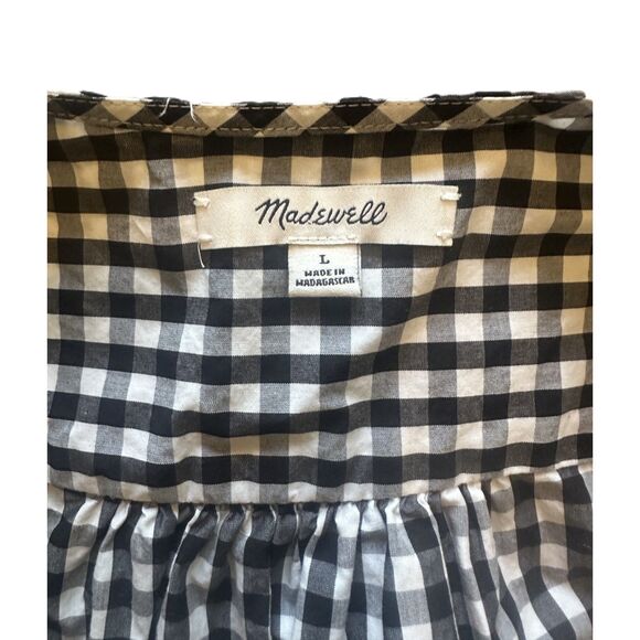 Madewell Black and White Gingham Wrap Blouse - Picture 5 of 7